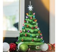 Ceramic Christmas Tree Lamp, Creative Ceramic Light up Christmas Tree, Ceramic Christmas Tree with Lights, Tabletop Ceramic Christmas Tree Night Light Decorations for Home Kitchen Office (White)
