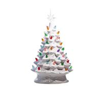 Ceramic Christmas Tree Lamp, Creative Ceramic Light up Christmas Tree, Ceramic Christmas Tree with Lights, Tabletop Ceramic Christmas Tree Night Light Decorations for Home Kitchen Office (White)