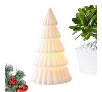 Ceramic Christmas Tree - Lighted LED Tabletop Decor for Holiday Ambiance, Elegant Ceramic Mini Trees with Soft Glow, Small Light Up Ornament for Home Office Bookshelf Festive Display, White