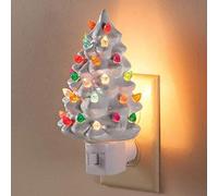 Ceramic Christmas Tree Night Light, Resin Bedside Lamp, Mini Decorative Light for Bedroom Living Room Xmas Holiday Decor