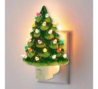 Ceramic Christmas Tree Night Light, Resin Christmas Tree Bedside Lamp, Mini Christmas Tree Shape Decorative Light for Bedroom Living Room Xmas Holiday Decor