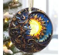 Ceramic Christmas Tree Ornament, Sun and Moon God Christmas Ornaments, Heirloom Keepsake, Gift Exchange, Gift Idea, Bauble Present (sun god)