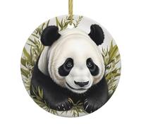 Ceramic Christmas Tree Ornaments – Bamboo Leaf Panda Print Xmas Decor for Home, Party Use – Perfect for Holiday, New Year