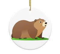 Ceramic Christmas Tree Ornaments – Groundhog on the lawn Print Xmas Decor for Home, Party Use – Perfect for Holiday, New Year