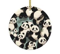 Ceramic Christmas Tree Ornaments – Lying giant pandas Print Xmas Decor for Home, Party Use – Perfect for Holiday, New Year