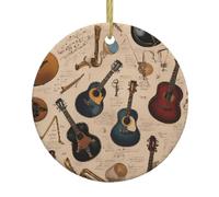 Ceramic Christmas Tree Ornaments â€“ Notes music guitar Print Xmas Decor for Home, Party Use â€“ Perfect for Holiday, New Year