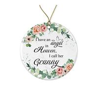 Ceramic Christmas Tree Pendant Decor Granny Memorial Ornament Xmas Decor Fashion Personalised Christmas Bauble Round Ceramic Christmas Hanging Ornament For Window Office Door Accent