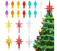 Ceramic Christmas Tree Replacement Bulbs, Ornaments for Ceramic Tree, Flame Shape Twist Lights, 6 Stars, 126 PCS Included, Assorted Colors