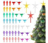 Ceramic Christmas Tree Replacement Light Set - 210Pcs Vintage Bulbs, Medium Ornaments, and 3 Topper Stars