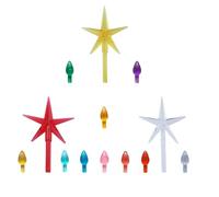 Ceramic Christmas Tree Replacement Lights Bulbs - Multicolor Plastic Medium Twist Light Ornaments, Mini Vintage Flame Shape Artcraft Ornaments Sets, 105 PC Bulbs Plus 3 Star Topper
