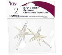 Ceramic Christmas Tree Stars 2.75"X1.875" 2/Pkg-Iridescent