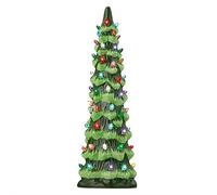 Ceramic Christmas Trees That Light Up, Retro Hand-Painted Tabletop Christmas Trees with LED Lights, Festive Ornament Perfect for Tabletop Holiday Home Decoration (30cm)