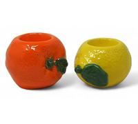 Ceramic Citrus Fruit Tealight Holders - Orange & Lemon - Set of 2