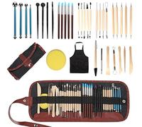 Ceramic Clay Soft Sculpting Tools,Polymer Sculpture Tool Set,37Pcs Pottery Carving Tools with Carrying case Bag for Beginners & Professional (Black)