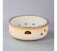 Ceramic Clay Stove Grill, Japanese Outdoor Ceramic Tabletop Charcoal Stove For BBQ And Tea Black And White 27x11 cm(White)