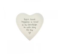 East of India East of India Porcelain Heart Coaster Life's Truest Happiness EOI87