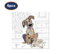 Ceramic Coaster Set Murphy Mutt Bug Art Coasters Dog Lover Drink Pad Cup Mat 6Pc