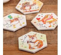 Ceramic Coaster Set - Party Animals Boxer Gifts Multi One Size
