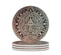 Ceramic Coasters Drink Coasters with Cork Backing Mayan Calendar End of The World Round Marble Coaster Non-Slip Absorbent Coaster Sets of 4PCS Cup Pad for Table Protection Housewarming Gifts