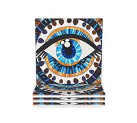 Ceramic Coasters for Drinks Heat Resistant Ceramic Coasters set of 4 Evil eye Coasters Desktop Protection Pad Coffee Cup Mat Tabletop Protection Mat for Home Decor