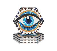 Ceramic Coasters for Drinks Heat Resistant Ceramic Coasters set of 4 Evil eye Coasters Desktop Protection Pad Coffee Cup Mat Tabletop Protection Mat for Home Decor