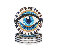 Ceramic Coasters for Drinks Heat Resistant Ceramic Coasters set of 4 Evil eye Coasters Desktop Protection Pad Coffee Cup Mat Tabletop Protection Mat for Home Decor