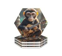 Ceramic Coasters for Drinks Heat Resistant Ceramic Coasters set of 4 Music Monkey Coasters Desktop Protection Pad Coffee Cup Mat Tabletop Protection Mat for Home Decor