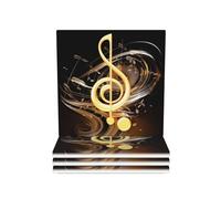 Ceramic Coasters for Drinks Heat Resistant Ceramic Coasters set of 4 Music Notes Print Coasters Desktop Protection Pad Coffee Cup Mat Tabletop Protection Mat for Home Decor