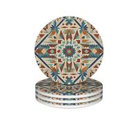 Ceramic Coasters for Drinks Heat Resistant Ceramic Coasters set of 4 Native American Patterns Coasters Desktop Protection Pad Coffee Cup Mat Tabletop Protection Mat for Home Decor