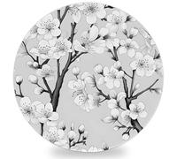 Ceramic Coasters for Drinks with Cork Back, Black White Blossom 4 Inch Absorbent Coaster Set 1 Pack, Quick Dry Non-Slip Coaster Mats for Home, Office, Bar