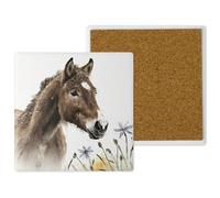 Ceramic Coasters - Handprinted 10x10cm Horse Countryside Critters Design - Popular Wildlife and Pets - Handmade in the UK - Gift for Animal Lovers