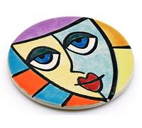 Ceramic COASTERS Nº3 handmade and handpainted with multicolored Foc-Art decoration. 3,74" x 3,74" x 0,20"