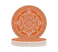 Ceramic Coasters Set of 4 Absorbent Stone Drink Coasters with Holder,Non-Slip Cork Backing,Modern Minimalist Patterns Coasters for Coffee Table,Desk & Home Decor