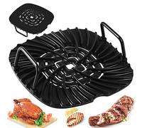 Ceramic Coated Cast Aluminum Grill Griddle Compatible With Ninja Foodi Indoor Grill AG300 and AG400 Series - Non Stick Griddle Grill Grates Replacement - Premium Ceramic Air Fryer Grill with Handles