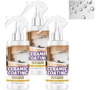 Ceramic Coating Spray for Stainless Steel Appliances, Stainless Steel Cleaner Grime Stains, Hydrophobic Resistant Protection for Kitchen Bath, Sinks, Countertops, Glass Tile Surfaces (3Pcs)