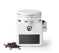 Ceramic Coffee Canister with Airtight Lid and Scoop, Extra Large 148 Fl Oz / 4.4 L Kitchen Food Storage Container Jar for Grounds Coffee, Beans, Tea, Sugar, Flour, Cereal, Nuts, Cookie, White