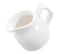 Ceramic Coffee Creamer Pitcher with Handle for Milk Frothing | White Minimalist Finish, Smooth Spout and Ergonomic Grip, for Sauces, Syrups, Dessert Plating