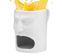 Ceramic Coffee Cup, Heat Resistant Mug, 5.12x3.74x2.95 inches, Funny Face with Cookie Holder, Custom Facial Mug for Restaurant School Workplace Dorm Bedroom Desk Decor Morning, Breakfast Drinks