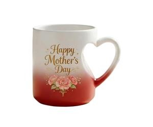 Ceramic Coffee Cup - Heat Sensitive Hot Cold Drinkware with Handle - Ceramic Cup Heart Shape Drinkware | for Tea Milk Water Juice Mother's Day Home Gathering Event Apartment Party
