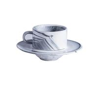 Ceramic Coffee Cup Set Special Marble Design Porcelain Tea Cup and Saucer with Stainless Steel 304 Gold Spoon for Tea Cappuccino Espresso(Gery)
