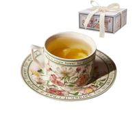 Ceramic Coffee Cup with , Floral Coffee Cup with , Elegant Cups - Cups and Ceramic Saucers with Cute and Creative Design to Use This