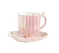 Ceramic Coffee Cup with Saucer, Mother of Pearl Mug, Cute Coffee Mugs for Office and Home, for Tea, Latte, Milk B