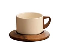 Ceramic Coffee Cup with Walnuts Wood Handle Terracottas Mug Suitable for Tea or Hot Chocolate Terracotta Cup