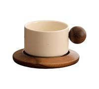 Ceramic Coffee Cup with Walnuts Wood Handle Terracottas Mug Suitable for Tea or Hot Chocolate Terracotta Cup