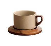 Ceramic Coffee Cup with Walnuts Wood Handle Terracottas Mug Suitable for Tea or Hot Chocolate Terracotta Cup