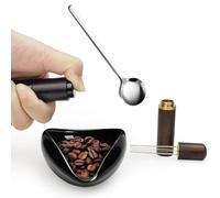 Ceramic Coffee Dosing Cup & Spray Bottle Set, Coffee Distribution Tool & Spoons, Espresso Accessories, Barista Accessories (Black)