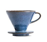 Ceramic Coffee Dripper Filter 60 Angle Tapered 02-4Cup Pour Over Coffee Ceramic Hand Brew Coffee Cup Retro Filter Set Reusable Portable Coffee Maker (2/4 People Large - Sky Blue)