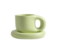Ceramic Coffee Mug, 10 oz Ceramic Coffee Cups Set, Porcelain Cappuccino Cups for Latte, Espresso Cups Set with Matching Saucers, for Specialty Coffee Drinks, Latte, Cafe Mocha, Tea