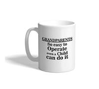 Ceramic Coffee Mug 11 Ounces Grandparents So Easy to Operate Even A Child Can Do It White Tea Cup Family Design Only