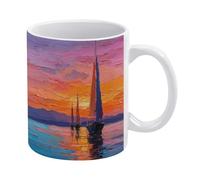 Ceramic Coffee Mug, 11oz Sturdy Mug with Printed Design Oil Painting Ember Waves, Gift Idea for Men, Women, Mom, Dad, Anniversary, Wedding, Perfect for Home Or Office